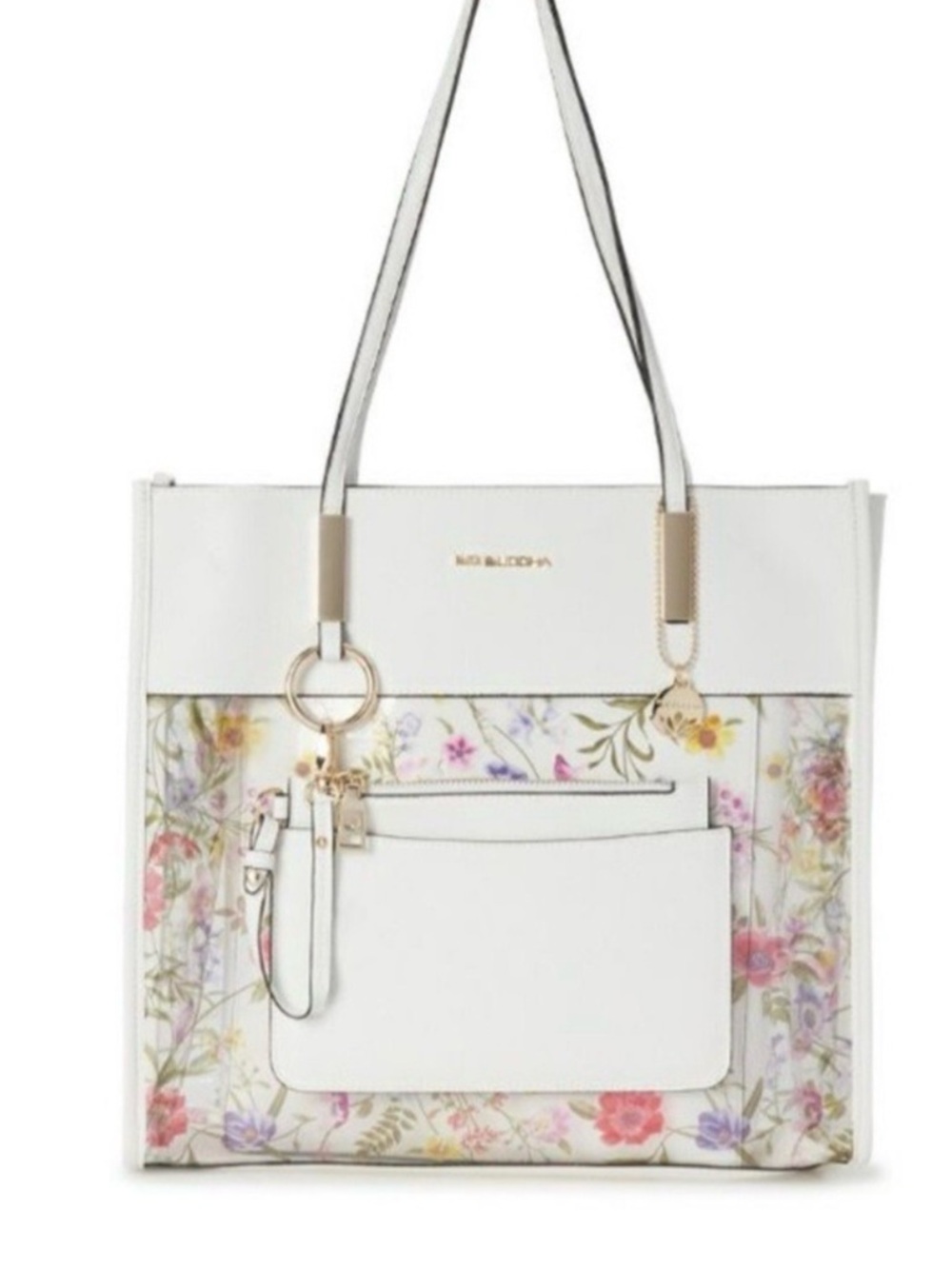 Big Buddha White Floral Print Tote with Gold Accents - Picture 5 of 5